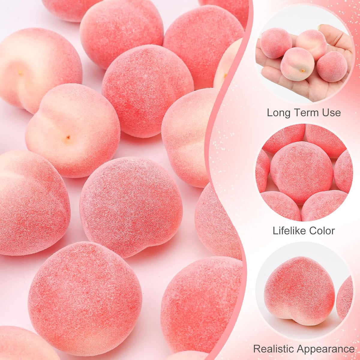 27 Pcs Small Artificial Peach Fruits,1.2 Inch Mini Fake Peach for Decoration,Fake Mini Fruit for Home Kitchen Table Decor Birthday Party Photography Prop