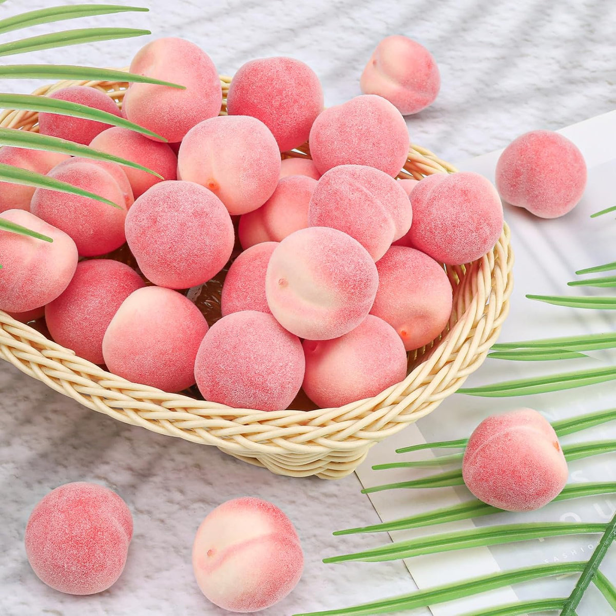 27 Pcs Small Artificial Peach Fruits,1.2 Inch Mini Fake Peach for Decoration,Fake Mini Fruit for Home Kitchen Table Decor Birthday Party Photography Prop