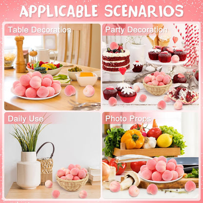 27 Pcs Small Artificial Peach Fruits,1.2 Inch Mini Fake Peach for Decoration,Fake Mini Fruit for Home Kitchen Table Decor Birthday Party Photography Prop