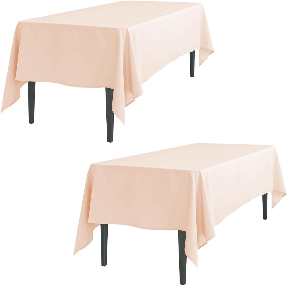 2 Pack Peach Rectangular Tablecloths 60 x 102 Inches for 6 Feet Rectangle Banquet Tables with Half-Drop - Stain and Wrinkle Resistant Polyester Fabric Cloth Table Covers for Party, Wedding