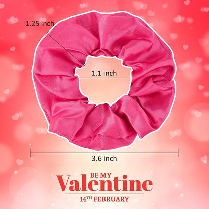 Satin Scrunchies Set of 12 - Elastic Silk Bubble for Girls, Pink Hair Accessories and Valentine's Day Gifts