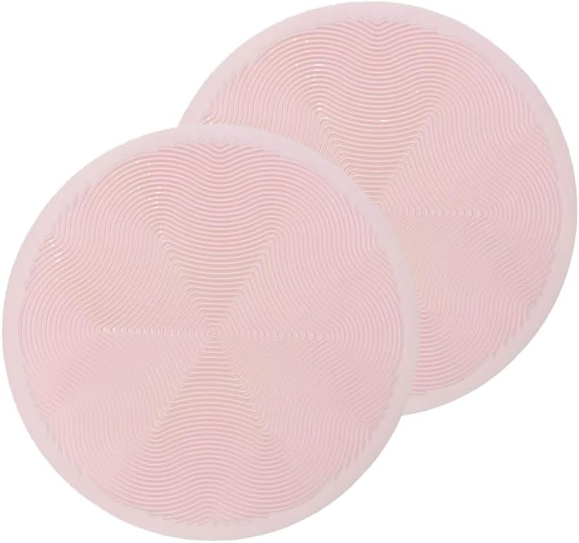 Silicone Hot Pot Holder Mats 12in (2-PCS) - Heat Resistant Countertop Protector with Non-Slip Geometric Pattern, Easy Clean Kitchen Trivet for Dining Table, Stove Top, Counter Safe Pink Big Size