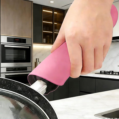 Silicone Hot Pot Holder Mats 12in (2-PCS) - Heat Resistant Countertop Protector with Non-Slip Geometric Pattern, Easy Clean Kitchen Trivet for Dining Table, Stove Top, Counter Safe Pink Big Size