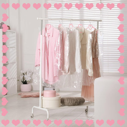 50 Pcs Pink Velvet Heart Hangers with 360° Swivel Hooks