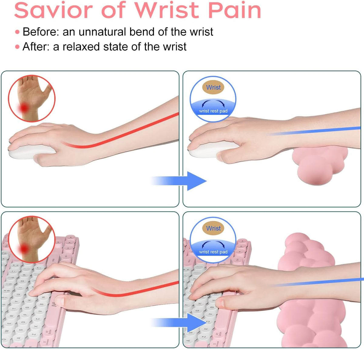 Upgrade Leather Cloud Wrist Rest for Keyboard and Mouse & Cup Pad