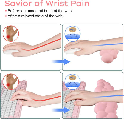 Upgrade Leather Cloud Wrist Rest for Keyboard and Mouse & Cup Pad