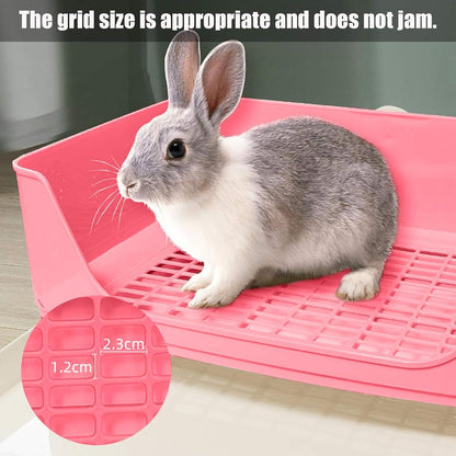 kathson Large Rabbit Litter Box Trainer, Potty Corner Toilet with Drawer Bigger Pet Pan for Adult Hamster, Guinea Pig, Ferret, Galesaur, Bunny and Other Animals (Pink)