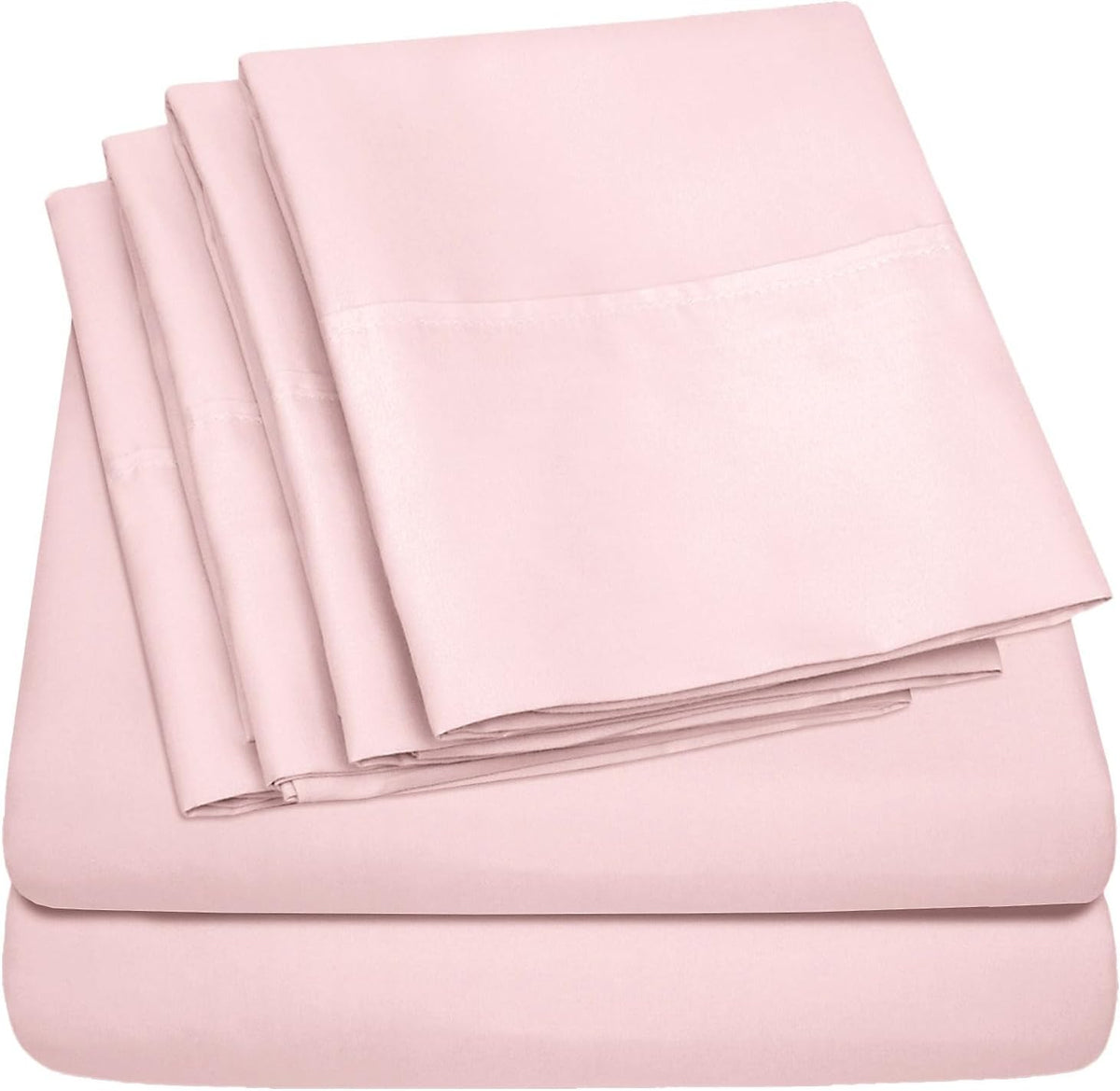 Queen Sheets Pale Pink - 6 Piece 1500 Supreme Collection Fine Brushed Microfiber Deep Pocket Queen Sheet Set Bedding - 2 Extra Pillow Cases, Great Value, Queen, Pale Pink