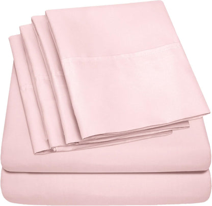 Queen Sheets Pale Pink - 6 Piece 1500 Supreme Collection Fine Brushed Microfiber Deep Pocket Queen Sheet Set Bedding - 2 Extra Pillow Cases, Great Value, Queen, Pale Pink