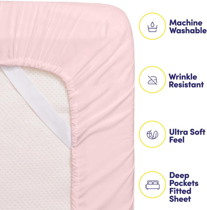 Queen Sheets Pale Pink - 6 Piece 1500 Supreme Collection Fine Brushed Microfiber Deep Pocket Queen Sheet Set Bedding - 2 Extra Pillow Cases, Great Value, Queen, Pale Pink