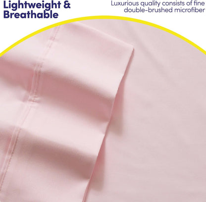 Queen Sheets Pale Pink - 6 Piece 1500 Supreme Collection Fine Brushed Microfiber Deep Pocket Queen Sheet Set Bedding - 2 Extra Pillow Cases, Great Value, Queen, Pale Pink