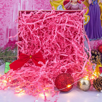 Crinkle Cut Paper Shred Packing Grass Cushion Paper Streamer for Christmas Wedding Birthday Bridesmaid Engagement Craft Gift Boxes Bags Basket Filler Decoration 4.5oz Pink