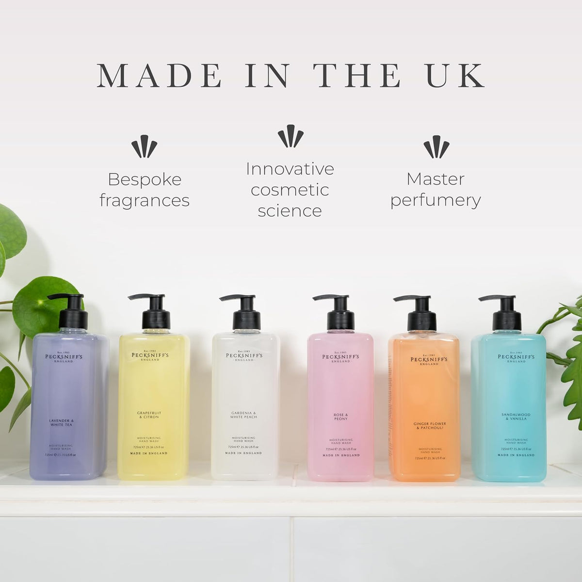 Gardenia & White Peach Hand Wash – Luxury Liquid Hand Soap 725 ml/24.52 fl oz, Softening, Hydrating, Revitalising, Cruelty-Free, Made in England