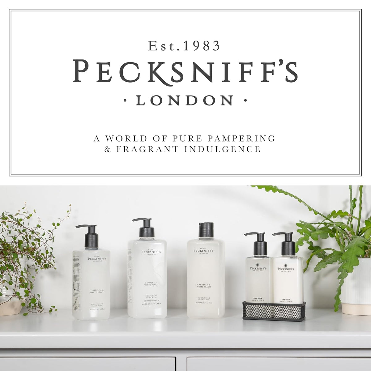 Gardenia & White Peach Hand Wash – Luxury Liquid Hand Soap 725 ml/24.52 fl oz, Softening, Hydrating, Revitalising, Cruelty-Free, Made in England