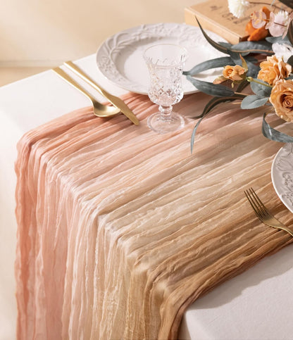 Cheesecloth Table Runner Pink Nude White 10ft Gauze Boho Rustic