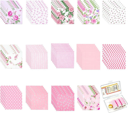 84 Pcs Charm Packs for Quilting 5 Inch Pink Precut Fabric Squares