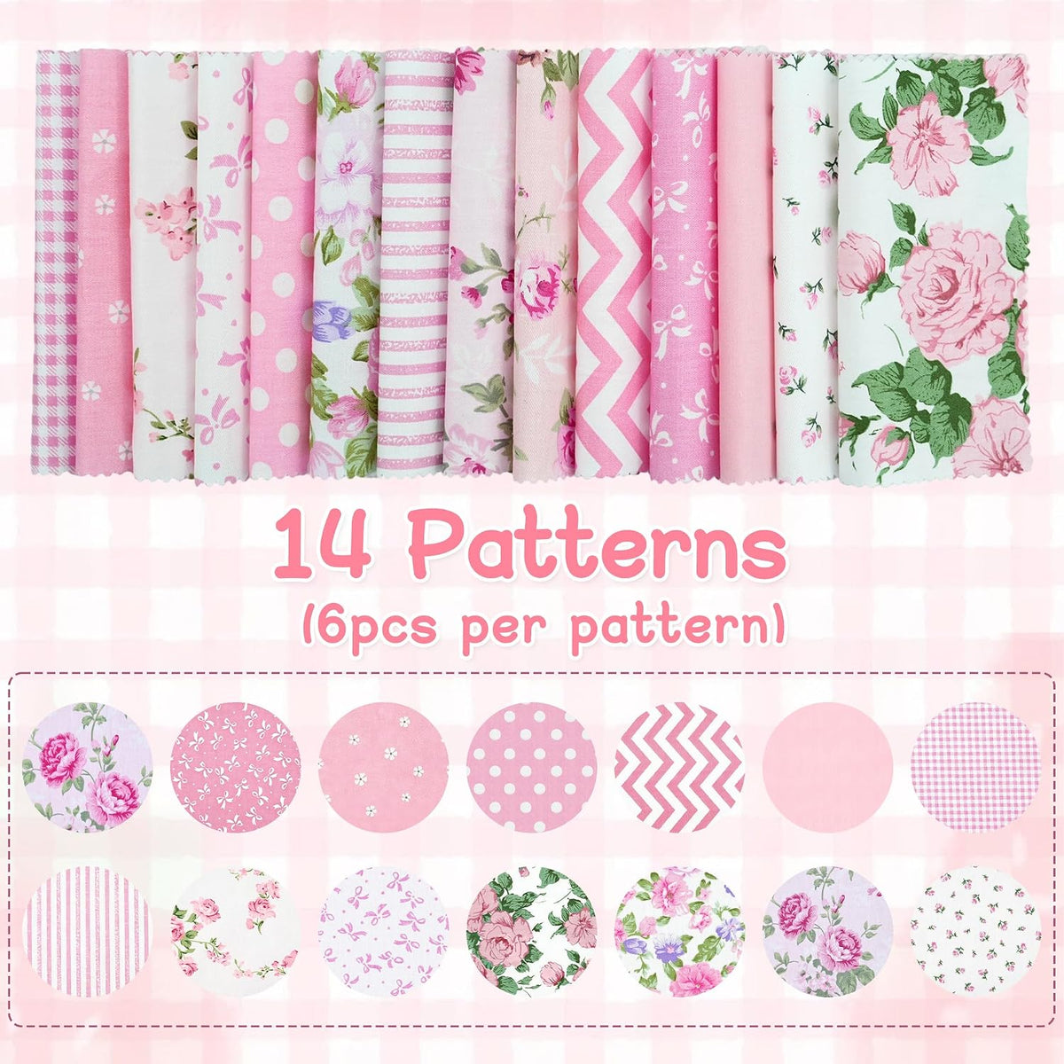 84 Pcs Charm Packs for Quilting 5 Inch Pink Precut Fabric Squares