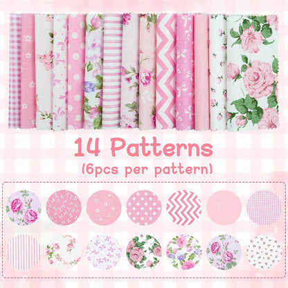 84 Pcs Charm Packs for Quilting 5 Inch Pink Precut Fabric Squares
