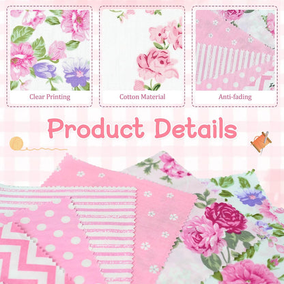 84 Pcs Charm Packs for Quilting 5 Inch Pink Precut Fabric Squares