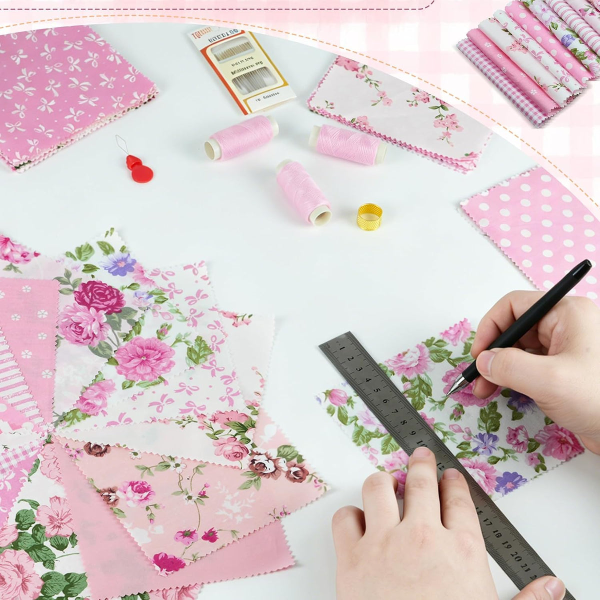 84 Pcs Charm Packs for Quilting 5 Inch Pink Precut Fabric Squares
