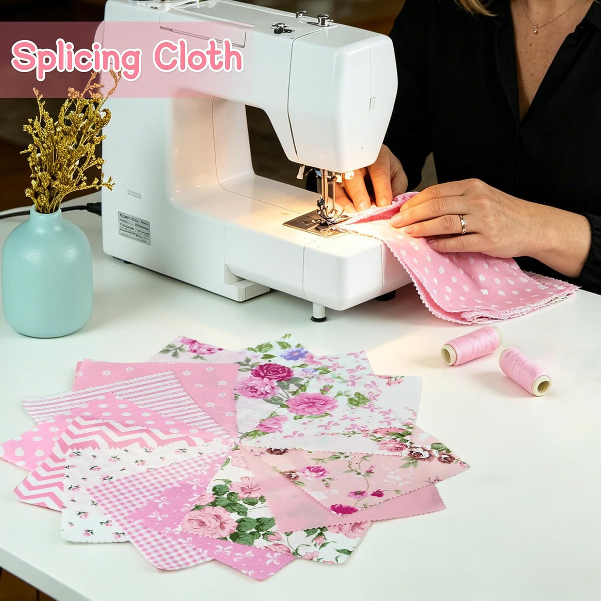 84 Pcs Charm Packs for Quilting 5 Inch Pink Precut Fabric Squares