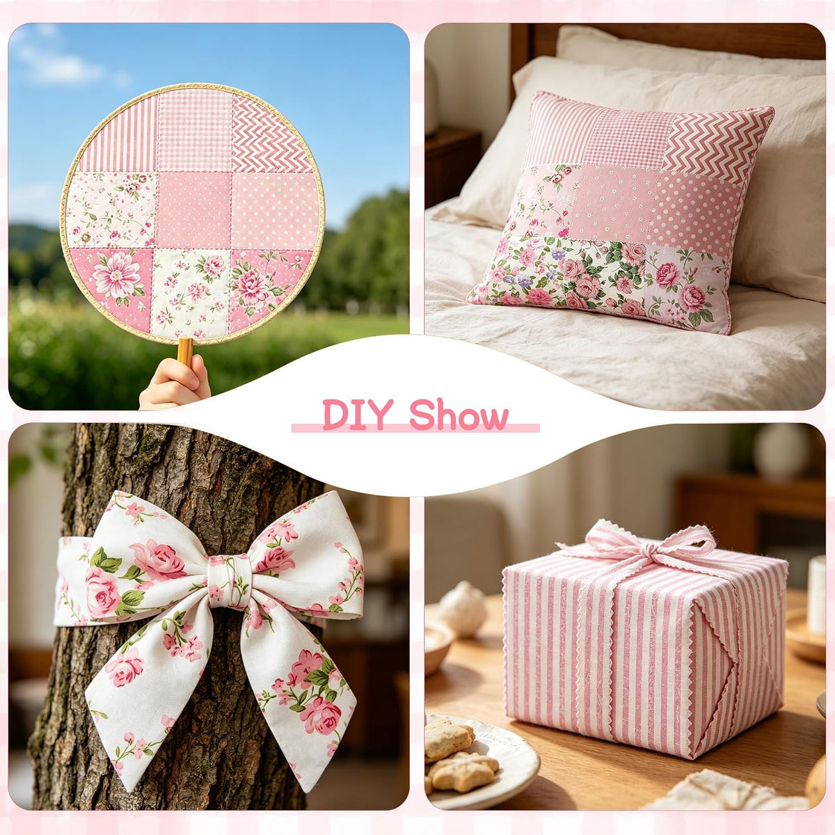 84 Pcs Charm Packs for Quilting 5 Inch Pink Precut Fabric Squares