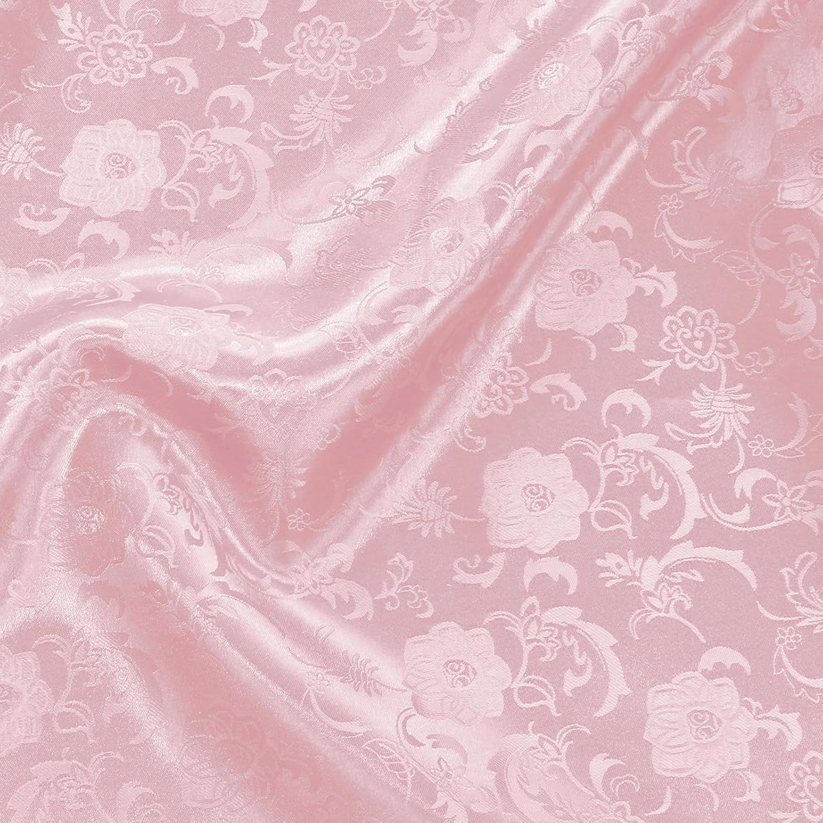 2 Yard Light Pink Satin Jacquard Fabric 60" Wide for DIY Crafts