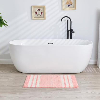 Blossom Pink Striped 24"x16" Non Slip Washable Bath Mat