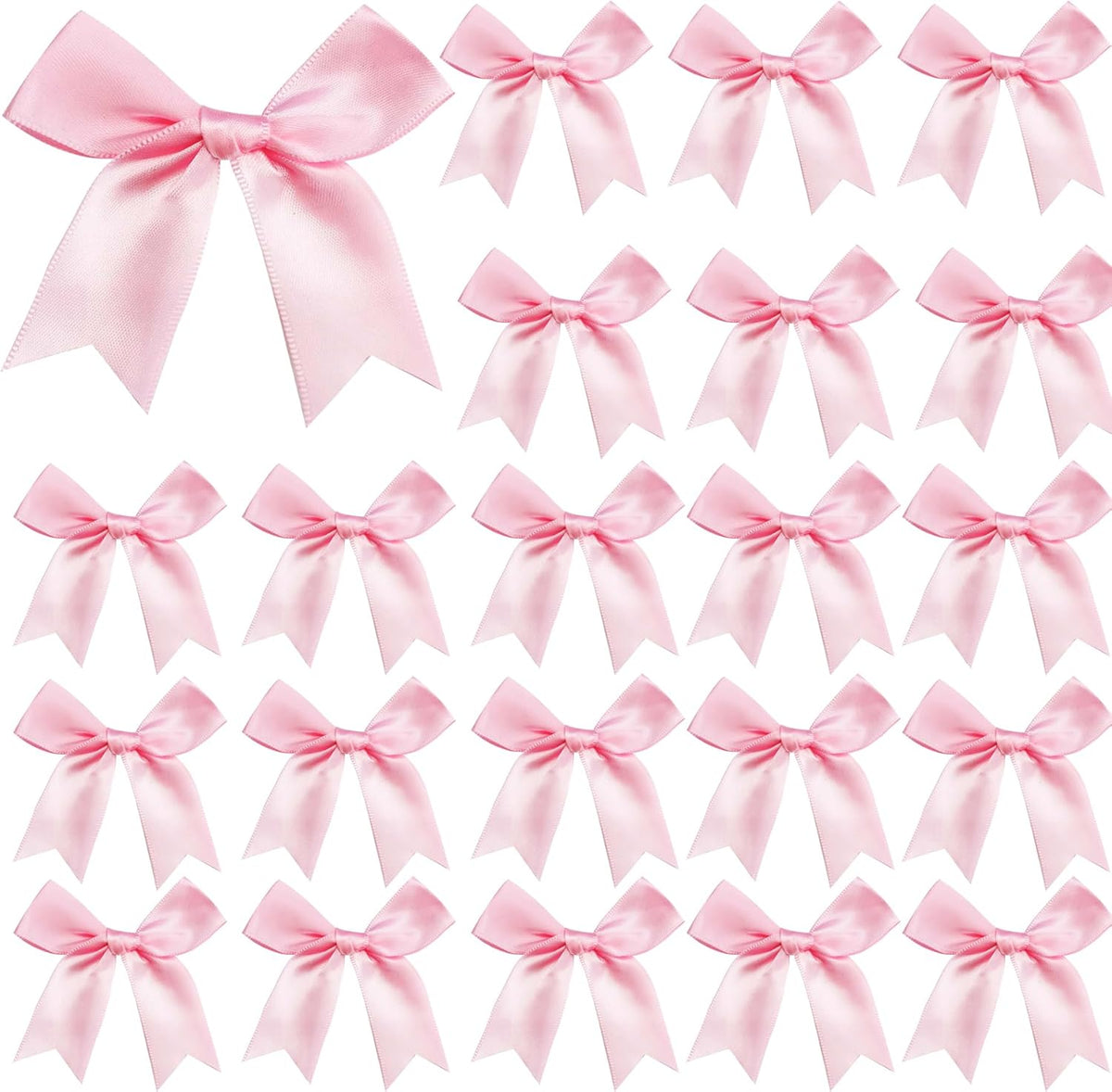 50 Pieces Gift Wrap Bows Premium Satin Ribbon Bows 3.3 Inch Craft Bows for Gift Wrapping DIY Treat Bags Holiday Gifts Bag Party Decorations, Wedding Decor Christmas Birthday Presents (Light Pink)