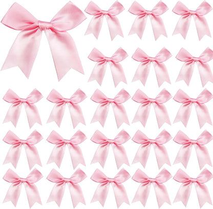 50 Pieces Gift Wrap Bows Premium Satin Ribbon Bows 3.3 Inch Craft Bows for Gift Wrapping DIY Treat Bags Holiday Gifts Bag Party Decorations, Wedding Decor Christmas Birthday Presents (Light Pink)