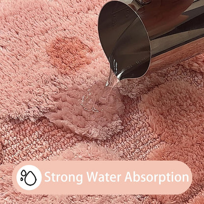 Pink Flowers Bath Rug Cute Floral Bathroom Rugs Extra Soft Water Absorbent Bathroom Mat Non Slip Bath Mats for Bathroom Bathtub Shower Rug Washable Aesthetic Decor Door Mat, 20" x 32"