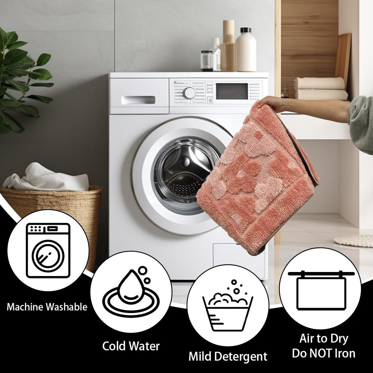 Pink Flowers Bath Rug Cute Floral Bathroom Rugs Extra Soft Water Absorbent Bathroom Mat Non Slip Bath Mats for Bathroom Bathtub Shower Rug Washable Aesthetic Decor Door Mat, 20" x 32"