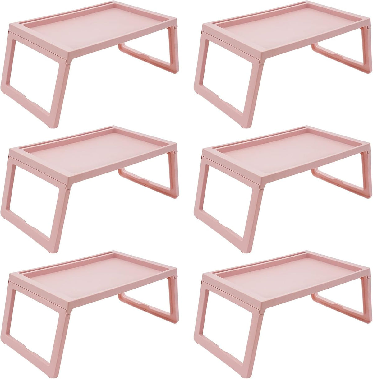 6 Pack Bed Tray Tables Breakfast Trays Serving Tray, Bed Laptap Desk with Foldable Design, Trays Folding Tables, Snack Table with Phone Slots for Eating, Sofa, Bed, Studying and Working (Pink)