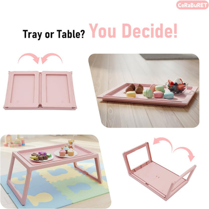 6 Pack Bed Tray Tables Breakfast Trays Serving Tray, Bed Laptap Desk with Foldable Design, Trays Folding Tables, Snack Table with Phone Slots for Eating, Sofa, Bed, Studying and Working (Pink)