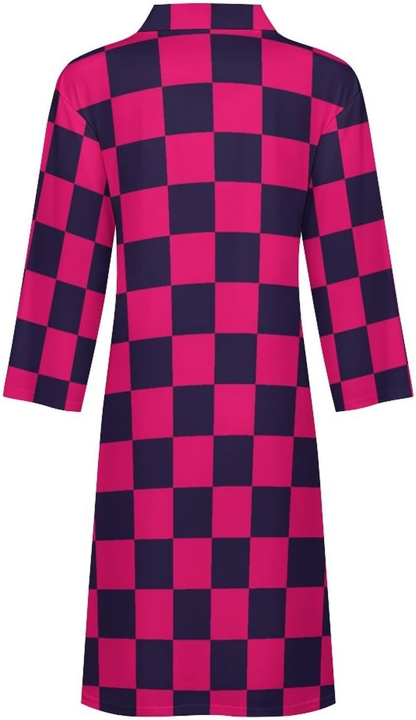 Navyblue Pink Checkered Print Robes for Men Women, Soft Bathrobe Long Men Womens Robes Lightweight Cozy Bath Robe