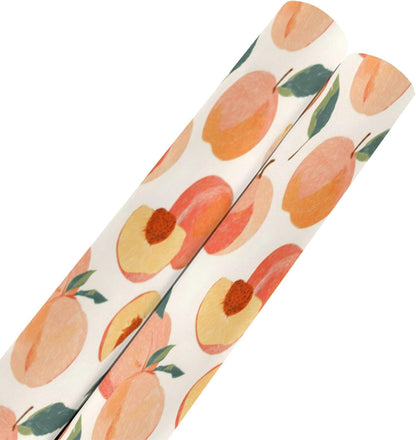 2 Rolls Birthday Wrapping Paper Roll - Pink Peaches Pattern Design Gift Wrap Perfect for Weddings, Brides, Holidays, Baby Showers - 58 x 22.8 inches