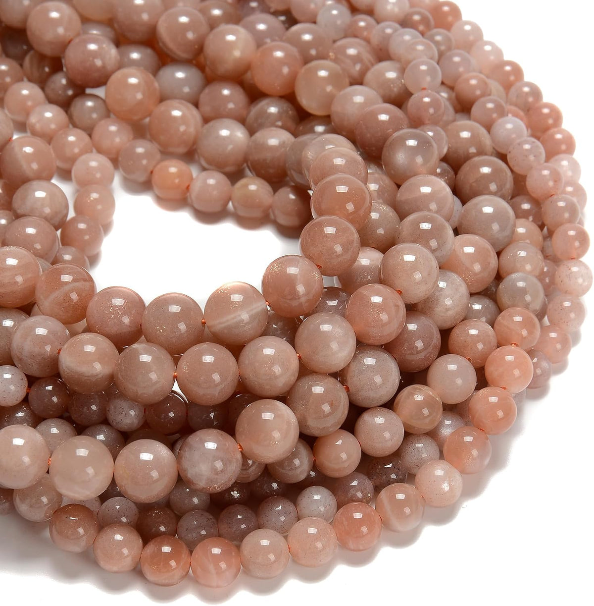 75Pcs 10mm Natural Peach Moonstone Round Beads for Jewlery Making