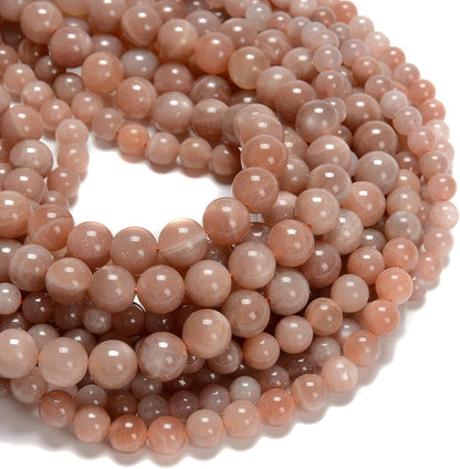 75Pcs 10mm Natural Peach Moonstone Round Beads for Jewlery Making