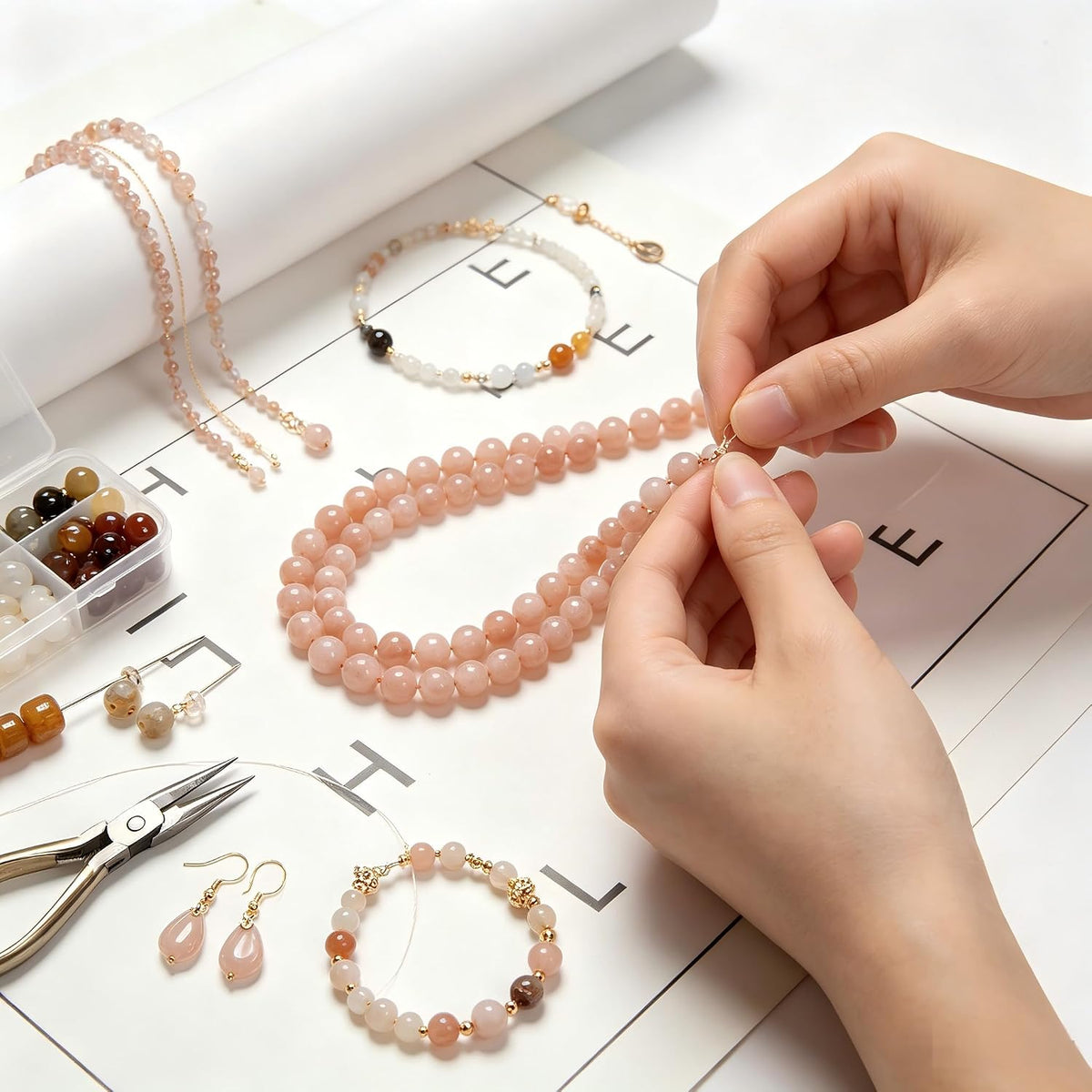 75Pcs 10mm Natural Peach Moonstone Round Beads for Jewlery Making