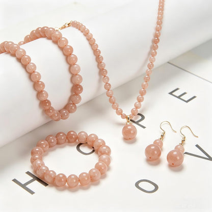 75Pcs 10mm Natural Peach Moonstone Round Beads for Jewlery Making