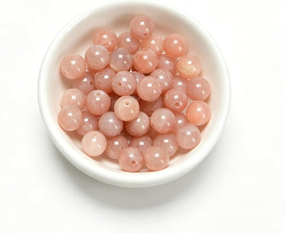 75Pcs 10mm Natural Peach Moonstone Round Beads for Jewlery Making