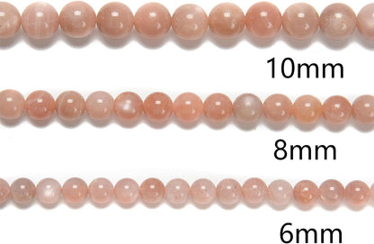 75Pcs 10mm Natural Peach Moonstone Round Beads for Jewlery Making