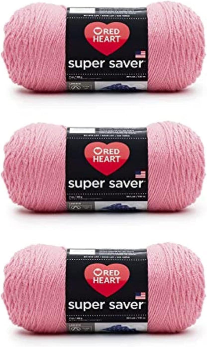 Super Saver Yarn for Crocheting & Knitting, Perfect Pink, 3-Pack