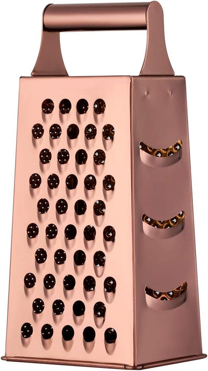 Large Box Grater,4-Sided Stainless Steel Food Slicer,for Potato Fruit Cheese Ginger Vegetables Cucumber Carrot（Rose Gold）