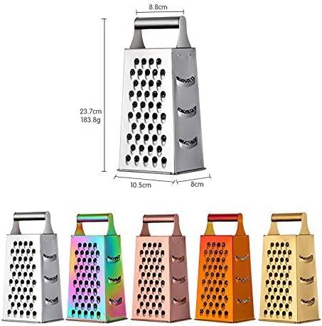 Large Box Grater,4-Sided Stainless Steel Food Slicer,for Potato Fruit Cheese Ginger Vegetables Cucumber Carrot（Rose Gold）