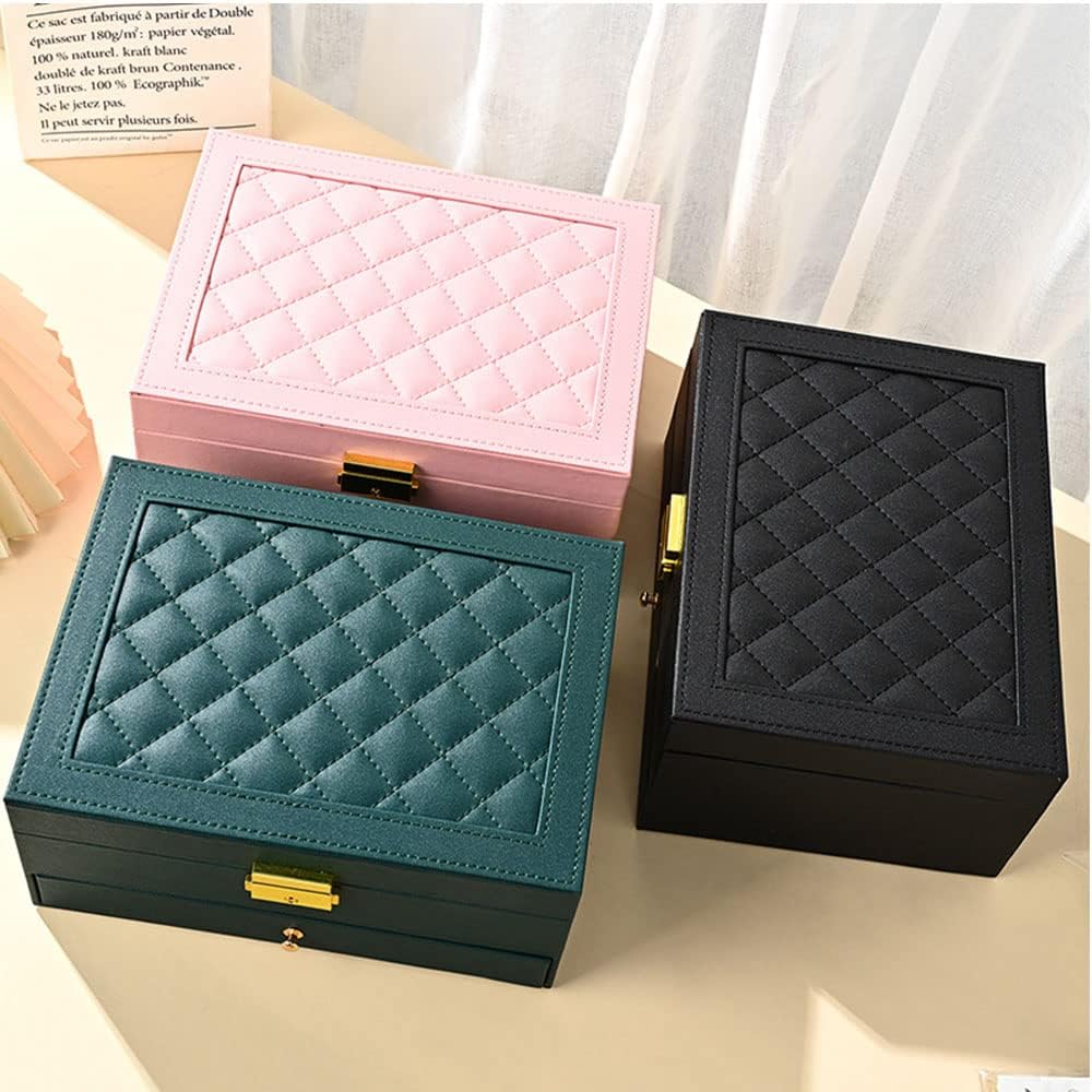 Jewelry Box for Women Girls, Two Layers Jewelry Organizer Pink