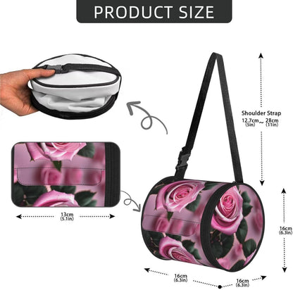 Pink and Rose Print Cylinder Tissue Box Cover Portable Tissue Holder for Bathroom Car Office Home Indoor Outdoor