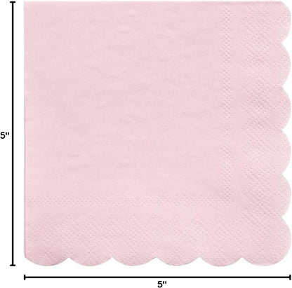 Disposable Paper Napkins (Pack of 20), Scalloped Edge, 2 Sizes, 15 Colors, Party Napkins