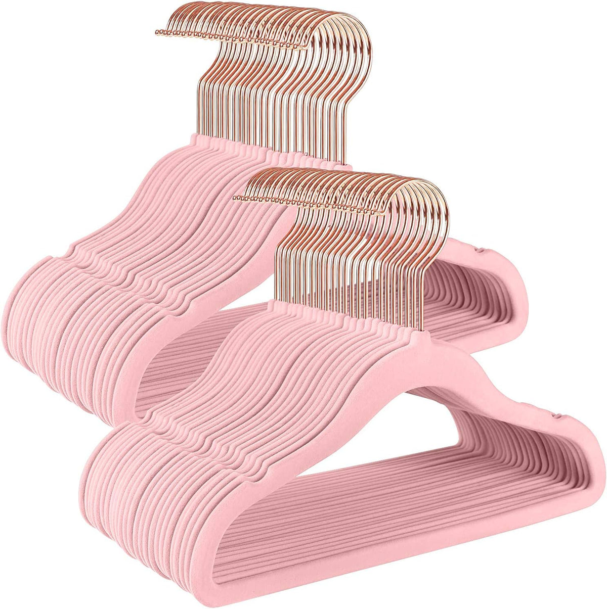 50 Pack Velvet Baby Clothes Hangers, Pink, Non-Slip, Space-Saving