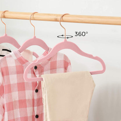 50 Pack Velvet Baby Clothes Hangers, Pink, Non-Slip, Space-Saving